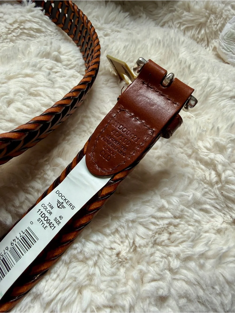 Dockers Braided Leather Belt in Rich Brown